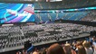 Самый большой в мире оркестр готов к исполнению Гимна России. Вид с трибун стадиона «Газпром-Арена»