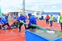 Спортсмены сборной команды «Газпром трансгаз Волгоград» выполняют боевое развертывание от мотопомпы